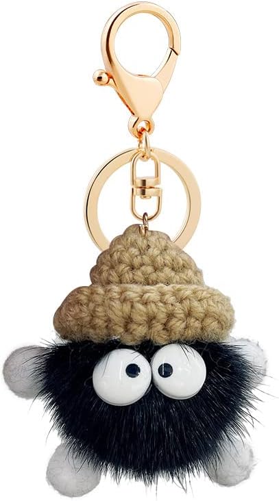 Waydemi Fluffy Pom Pom Plush Keychain for Women - Soft & Cute Accessory