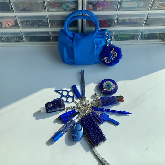 Blue Lightning Keychain Shiny 15pcs Keychain Set